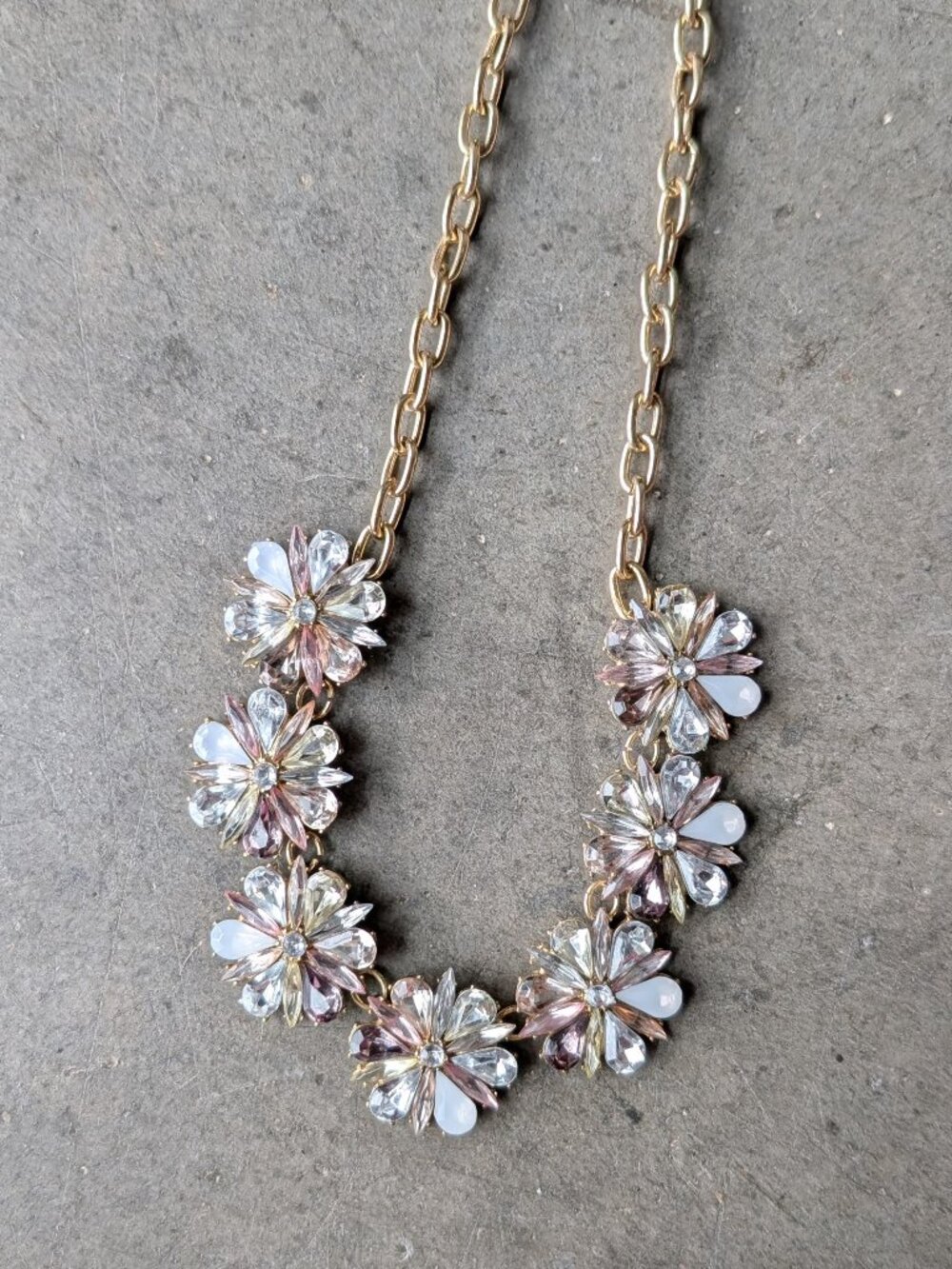 Lane Bryant Flower Jewel Gold Statement Necklace